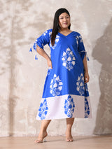 Coastal Bloom Linen Midi Dress