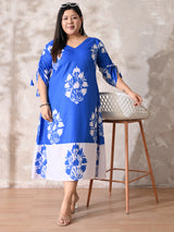 Coastal Bloom Linen Midi Dress