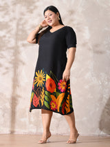 Bold Bloom Printed Rayon Dress