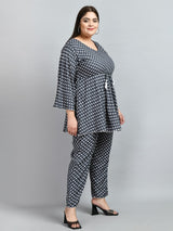 Plus Size Polka Dot Grey Co-ord set
