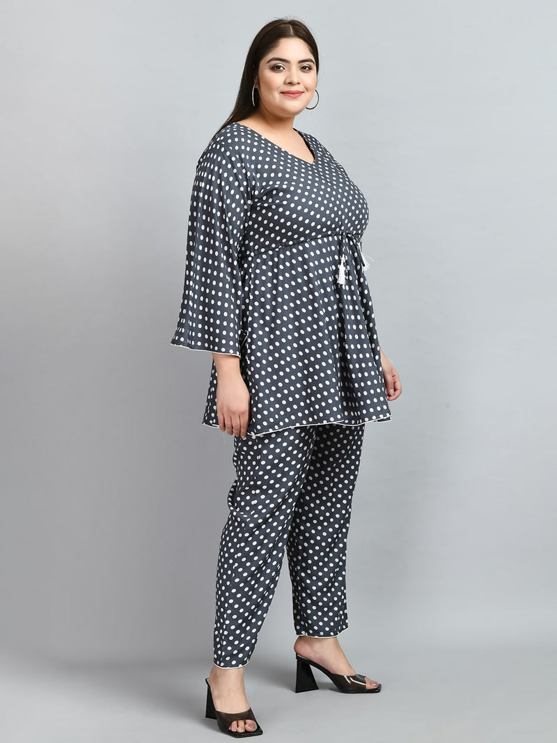 Plus Size Polka Dot Grey Co-ord set