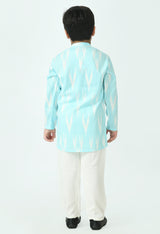 Boys Sky Blue Ikkat Rayon Kurta Set