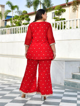 Royal Red Wrap-Style Kurta Co-Ord Set
