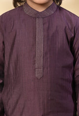 Boys Zari Work Lavender Silk Kurta Set