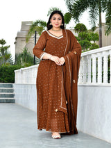 Zarmina Cocoa Mukaish Georgette Anarkali with Dupatta