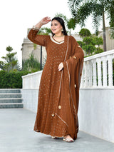 Zarmina Cocoa Mukaish Georgette Anarkali with Dupatta