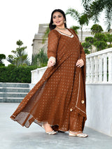 Zarmina Cocoa Mukaish Georgette Anarkali with Dupatta