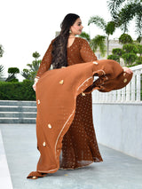 Zarmina Cocoa Mukaish Georgette Anarkali with Dupatta