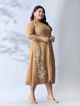 Sandstone Grace Embroidered Rayon Dress
