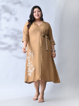 Sandstone Grace Embroidered Rayon Dress