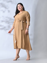 Sandstone Grace Embroidered Rayon Dress