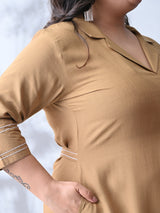 Sandstone Grace Embroidered Rayon Dress