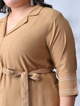 Sandstone Grace Embroidered Rayon Dress