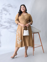 Sandstone Grace Embroidered Rayon Dress