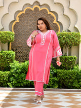 Meher Pink Aari Work Kurta Set