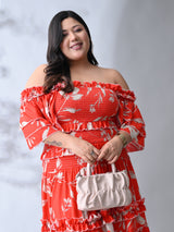 Trendy Ruffle Coral Bloom Rayon Dress