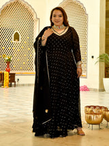 Royal Black Mukaish Georgette Anarkali with Dupatta