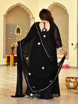Royal Black Mukaish Georgette Anarkali with Dupatta