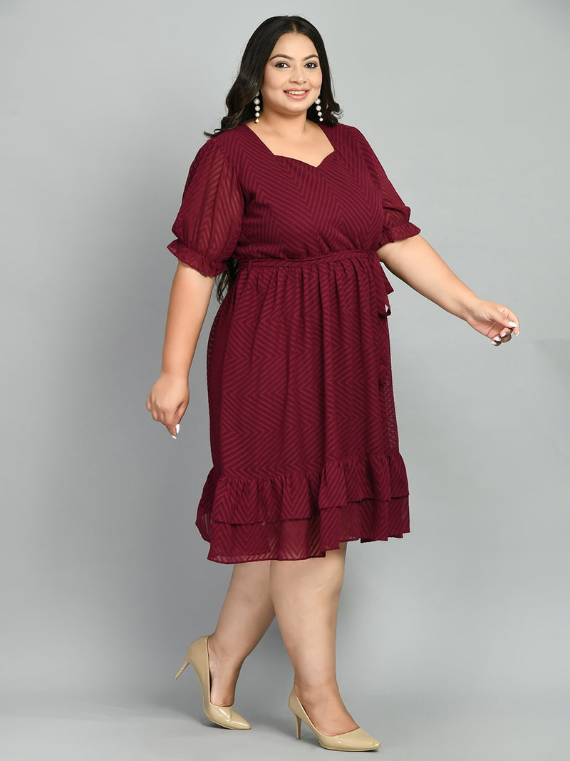 Plus Size Plus Size Glowing Wine Georgette Dress