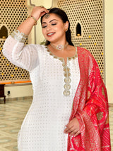 Regal White Mukaish Sharara with Banarasi Dupatta