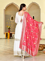 Regal White Mukaish Sharara with Banarasi Dupatta