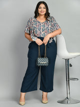 Plus Size Teal Treasure Floral Jumpsuit