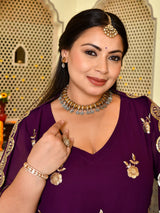 Plum Royale Embroidered Cape Anarkali Set with Dupatta
