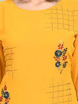 Women Yellow Georgette Cross Stones and embroidery Kurta Palazzo Set