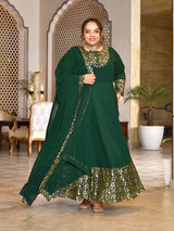 Emerald Bloom Georgette Anarkali with Dupatta