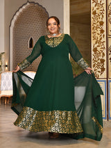 Emerald Bloom Georgette Anarkali with Dupatta