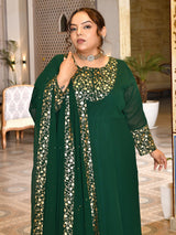 Emerald Bloom Georgette Anarkali with Dupatta