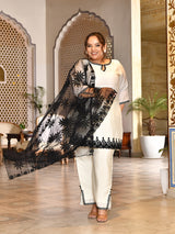 Celeste Ivory Pakistani Mul Chanderi Suit Set with Dupatta