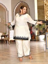 Celeste Ivory Pakistani Mul Chanderi Suit Set with Dupatta