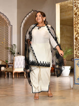 Celeste Ivory Pakistani Mul Chanderi Suit Set with Dupatta