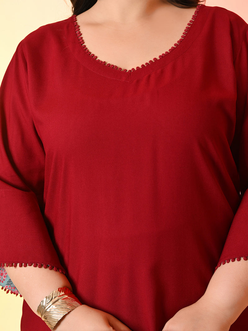Plus Size  Scarlet Flared Midi Dress with Bell Sleeves