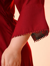 Plus Size  Scarlet Flared Midi Dress with Bell Sleeves