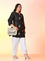 Plus Size Black Lurex Short Kurta
