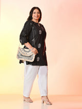 Plus Size Black Lurex Short Kurta
