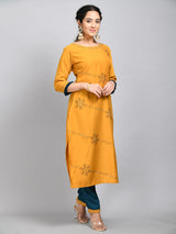 Women Yellow Embellished Kurta Pant Set