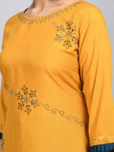 Women Yellow Embellished Kurta Pant Set