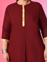 Plus Size Everyday Rust Contrast Detail Tunic Top