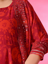 Plus Size Rani Pink Digital Printed Anarkali with Dupatta