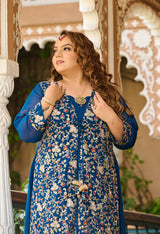 Plus Size Teal Blue Cape Georgette Anarkali Set