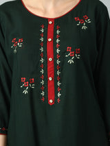 Green Embroidered Rayon Kurta Set with Dupatta