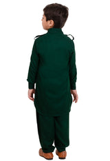 Boys Green Pathani Rayon Kurta Pyjama Set