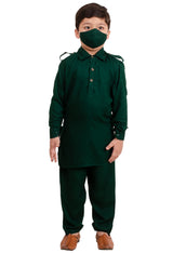 Boys Green Pathani Rayon Kurta Pyjama Set