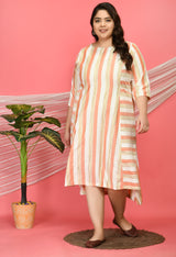 Plus Size Striped Peach Midi Dress