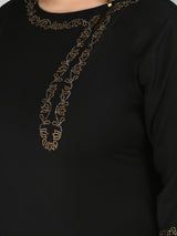 Plus Size Voguish Black Kurta Pant Set with Dupatta