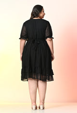 Plus Size Glowing Black Chevron Georgette Dress