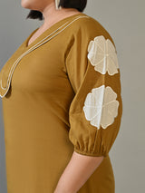 Olive Muse Mustard & Ivory Cotton Midi Dress